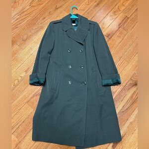 Dark Green Double-Breasted Coat women’s military vintage